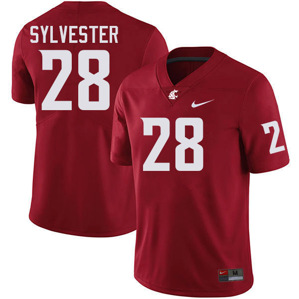 Men #28 Reece Sylvester Washington State Cougars College Football Jerseys Stitched-Crimson